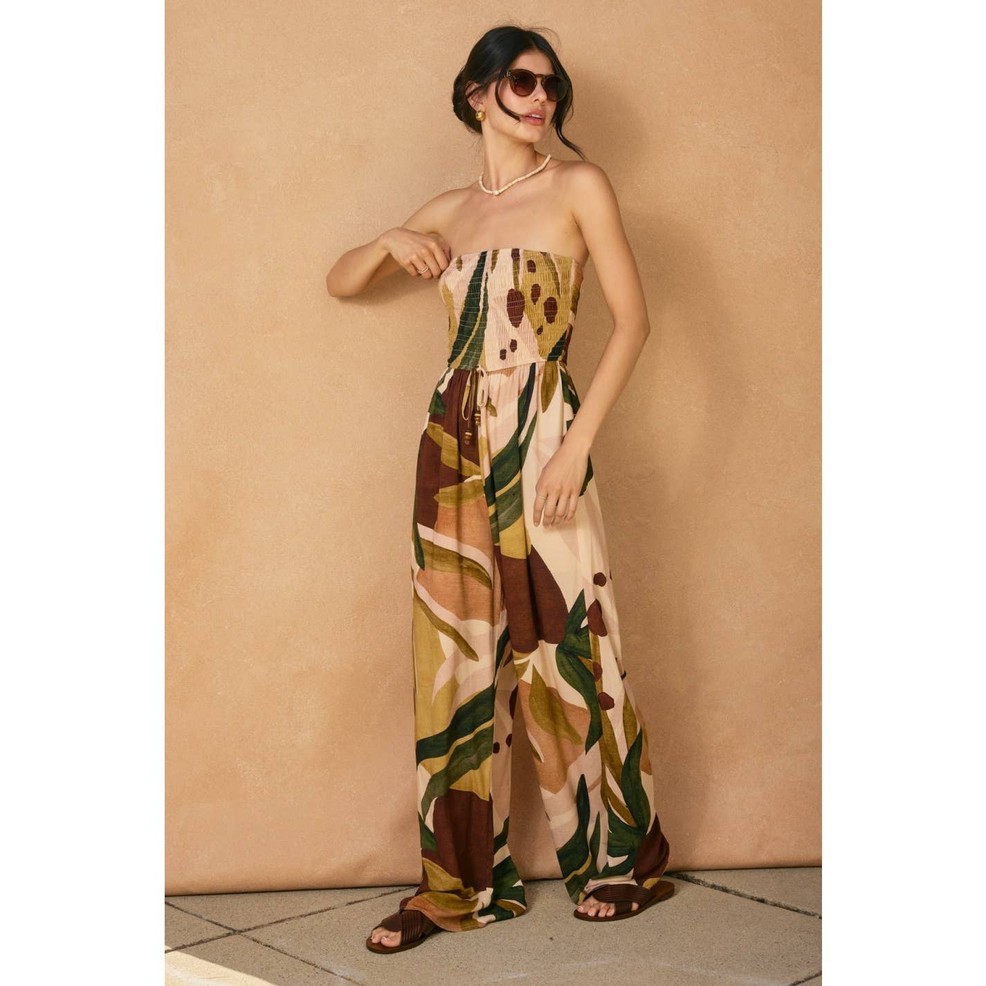 Coconut Grove Smocked Strapless Jumpsuit
