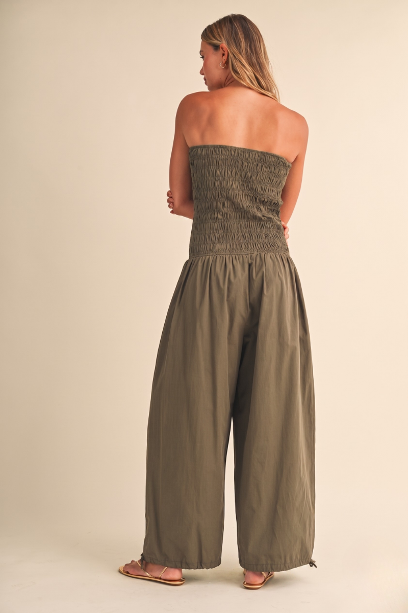 IJP3454 TUBE TOP EDGE BALLOON FIT JUMPSUIT/UNLINED