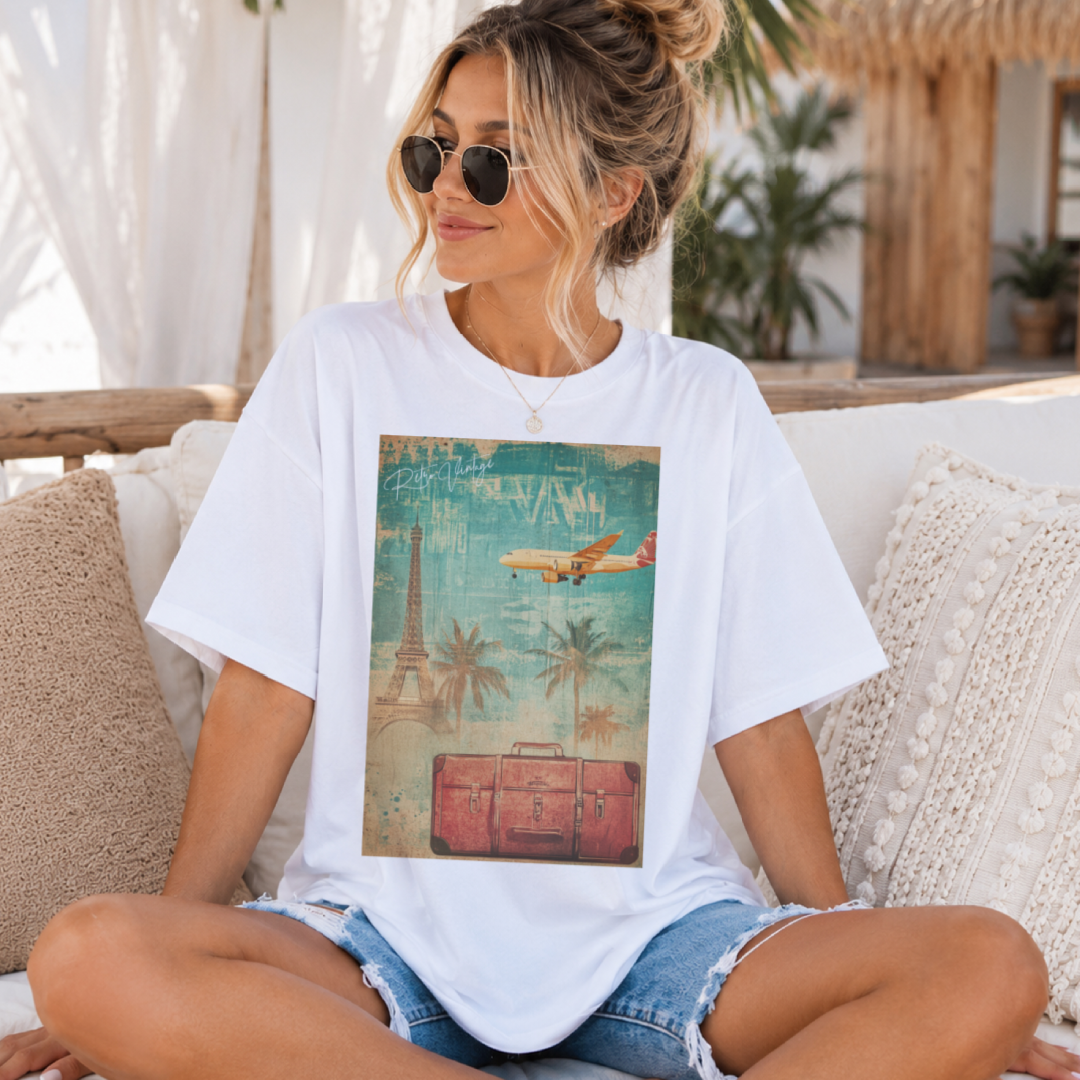 Retro Vintage Paris/Travel Graphic Tee #90433