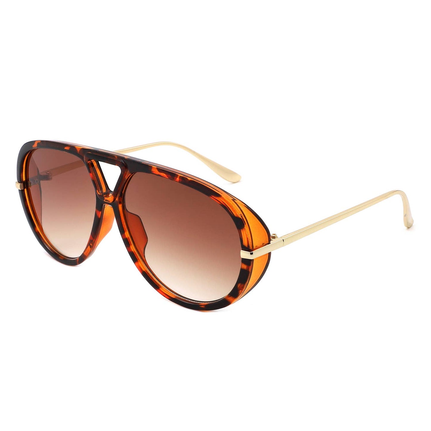 Retro Double Bridge Bold Fashion Aviator Sunglasses