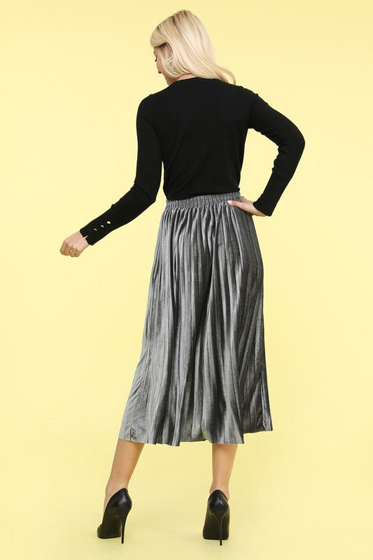 VENETIAN VELVET PLEATED SKIRT