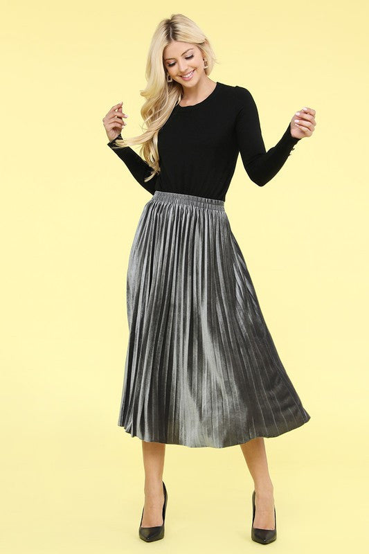 VENETIAN VELVET PLEATED SKIRT