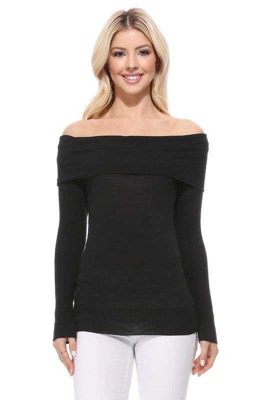 OFF THE SHOULDER KNIT SWEATER