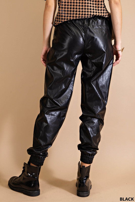 FAUX LEATHER JOGGERS