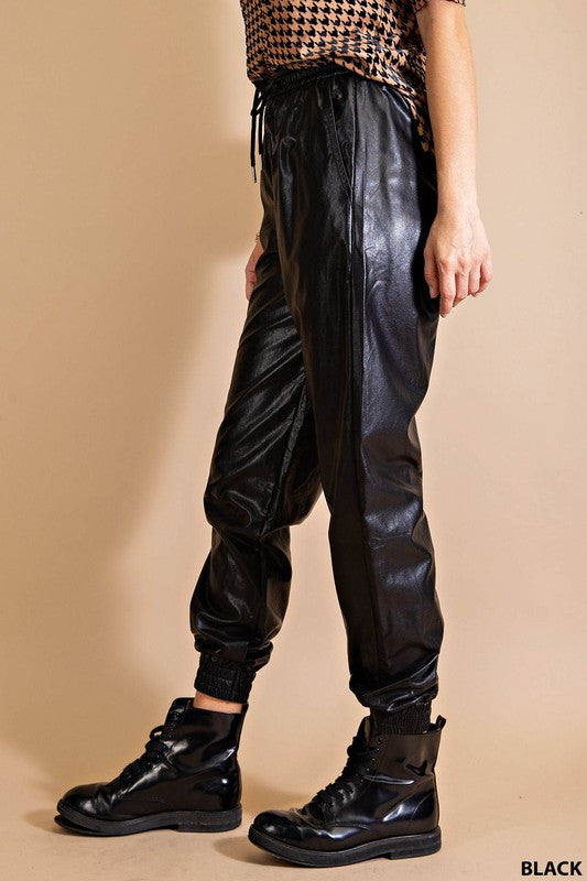 FAUX LEATHER JOGGERS