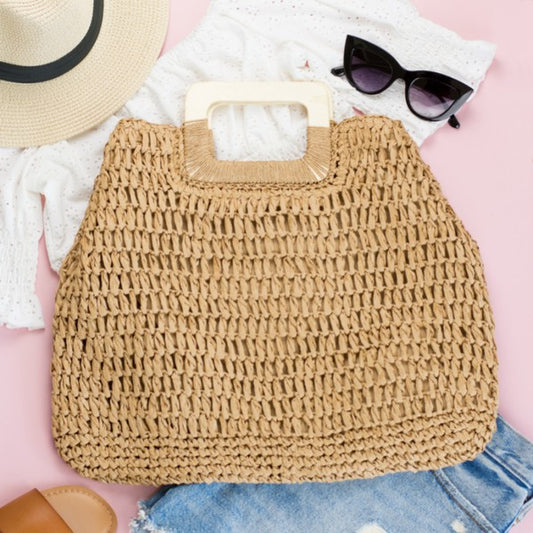 Oversized Straw Tote Handbag
