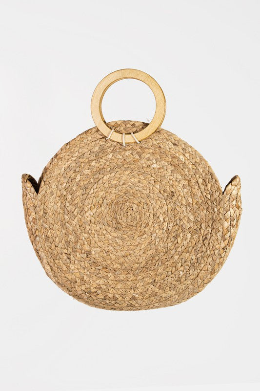 Circle Straw Braided Tote Bag