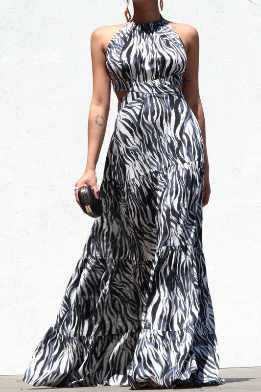 GREEK ISLANDS ZEBRA MAXI DRESS