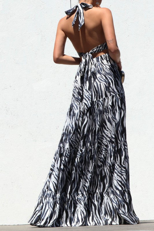GREEK ISLANDS ZEBRA MAXI DRESS