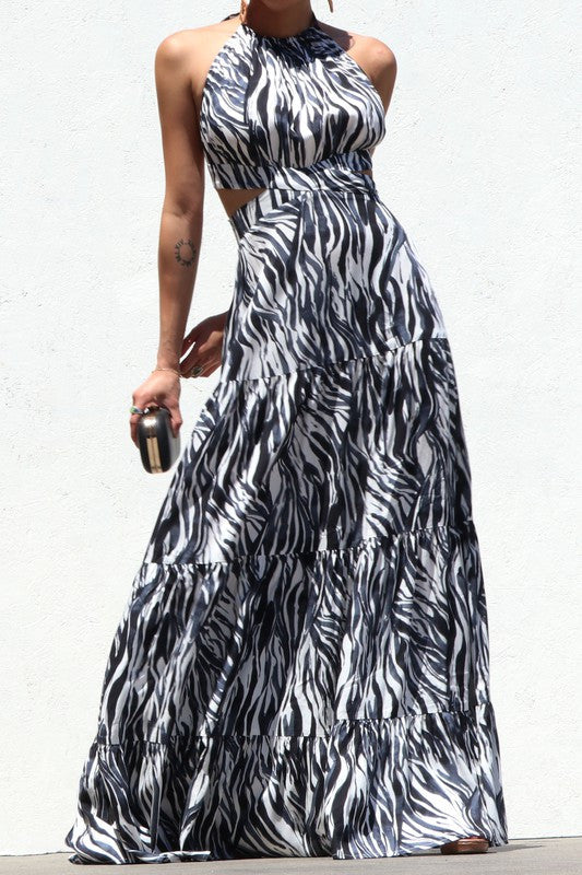 GREEK ISLANDS ZEBRA MAXI DRESS