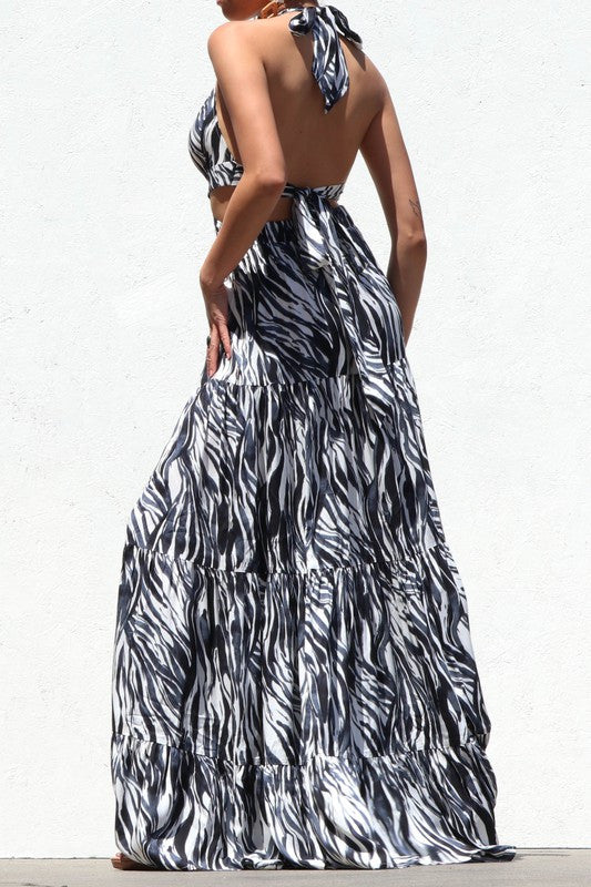 GREEK ISLANDS ZEBRA MAXI DRESS