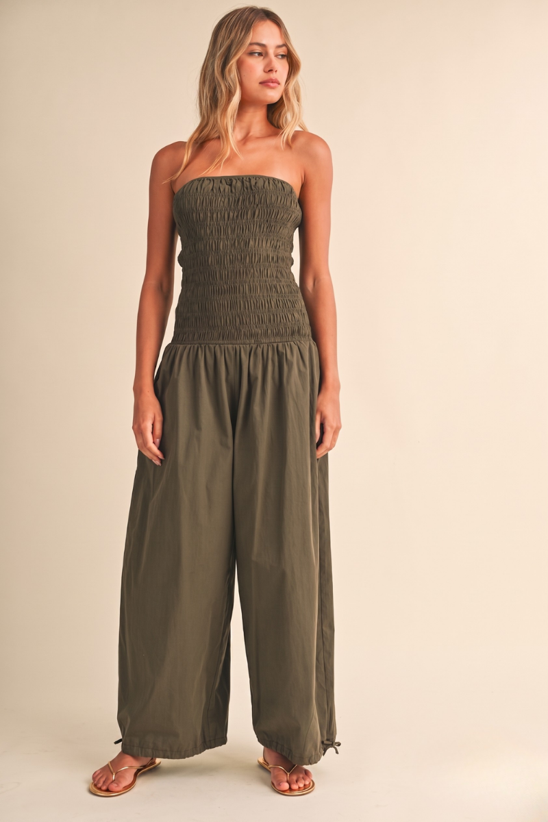IJP3454 TUBE TOP EDGE BALLOON FIT JUMPSUIT/UNLINED