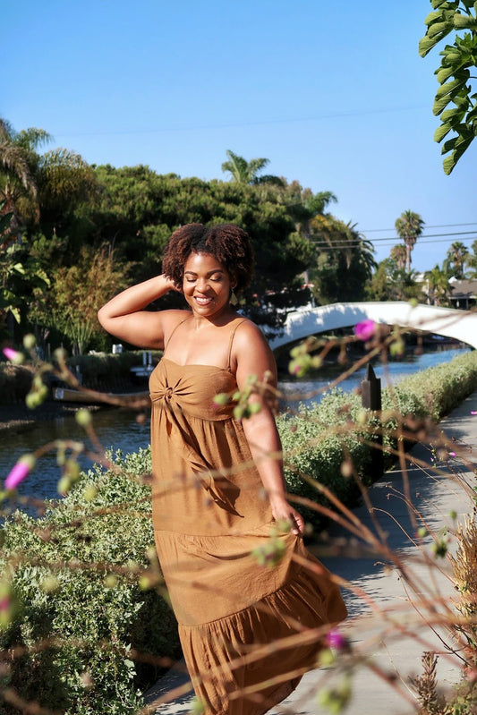 ISLAND TIE-FRONT TIERED MAXI DRESS