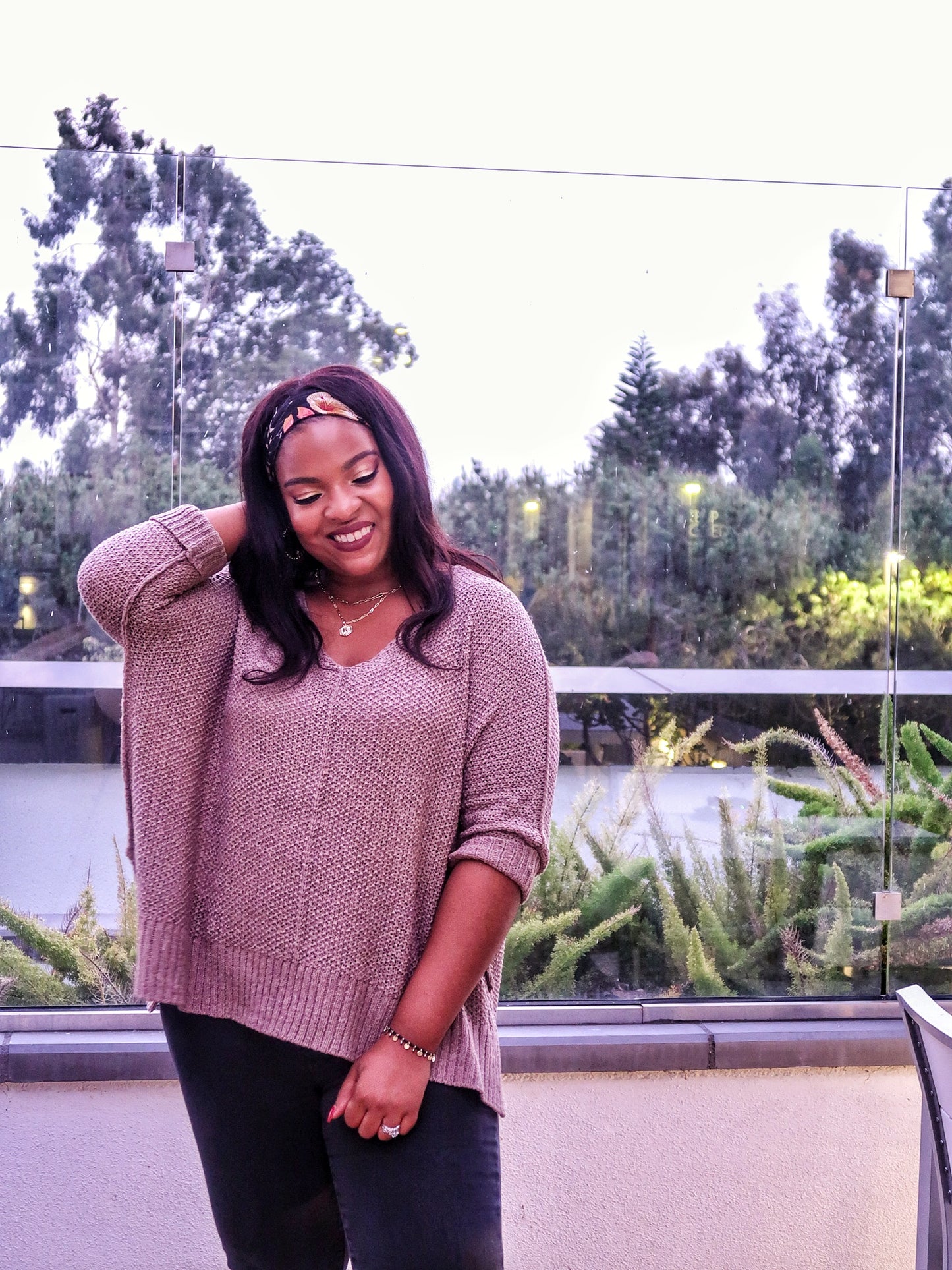 MOCHA 3/4  SLEEVE PULLOVER HI-LOW SWEATER