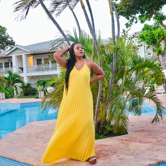 SANTORINI PLEAT MAXI DRESS