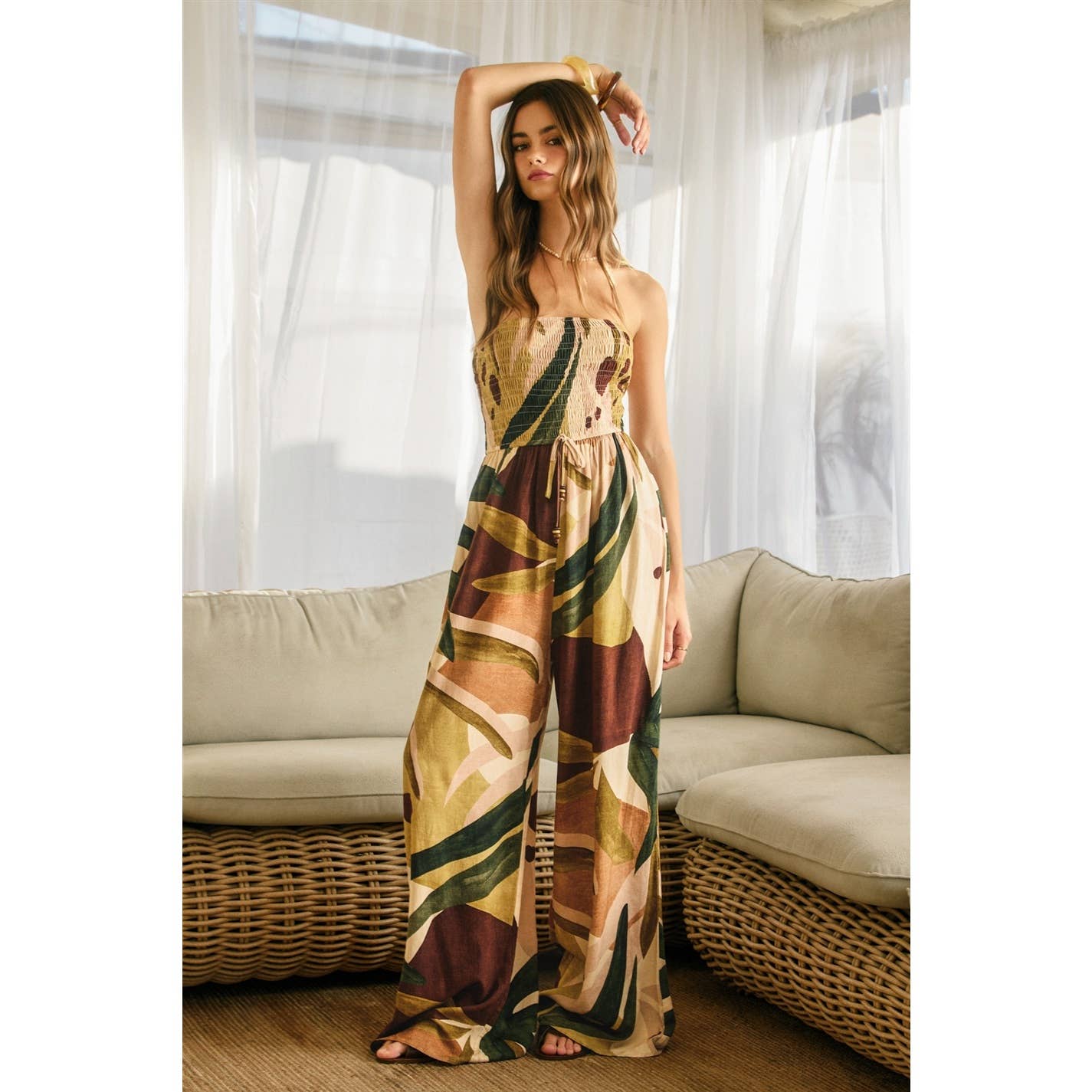 Coconut Grove Smocked Strapless Jumpsuit