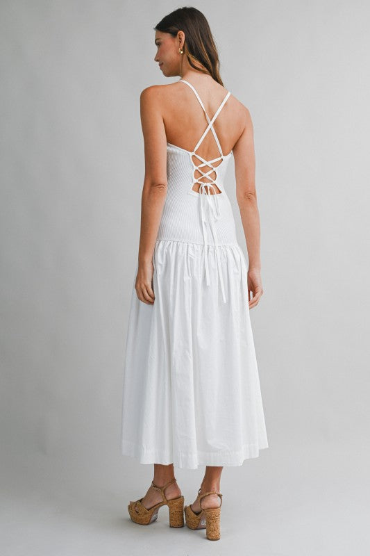 Sainte-Maxime Back Lace Up Midi Dress