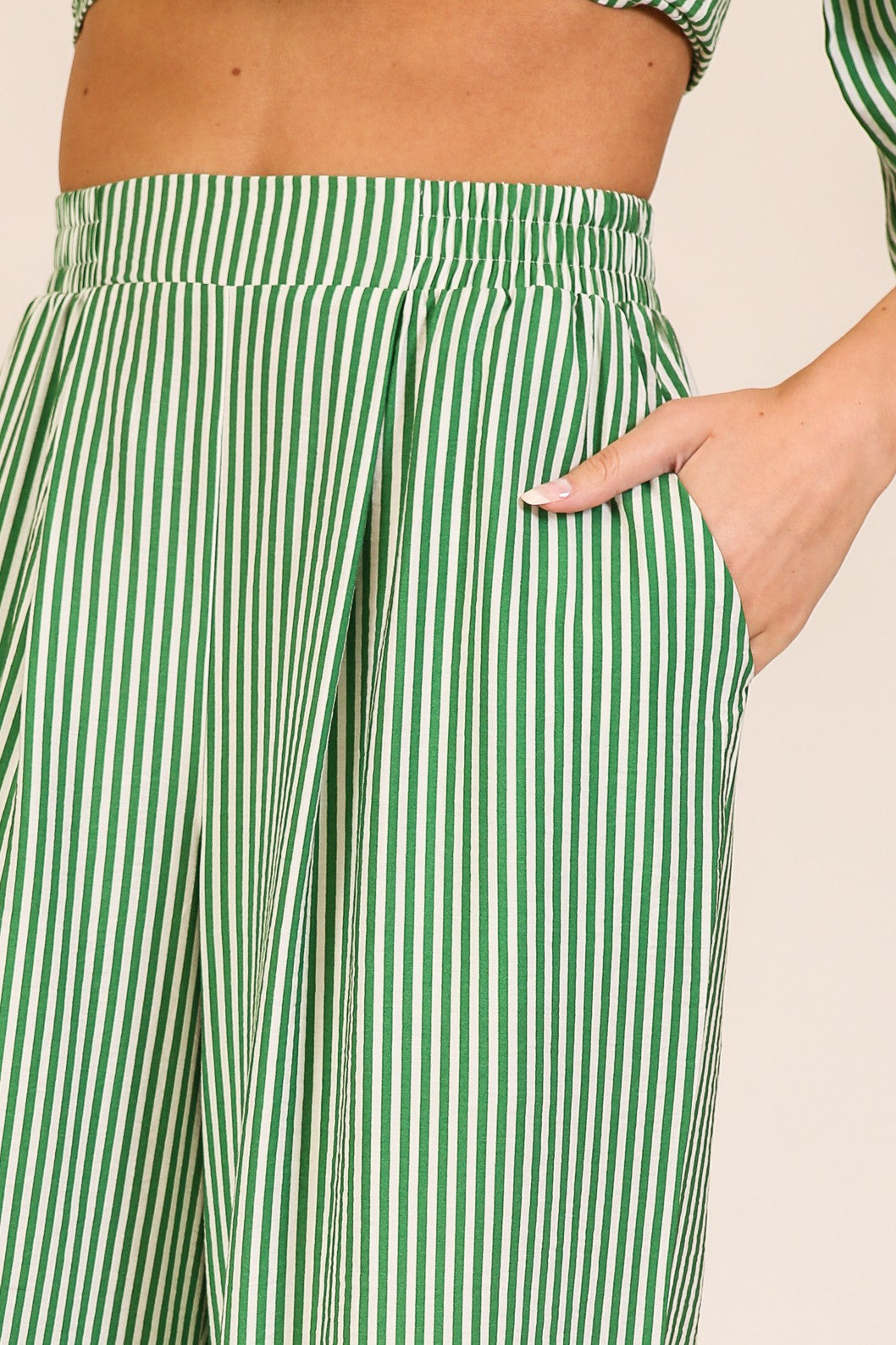 Capri Striped Wide-leg Pants