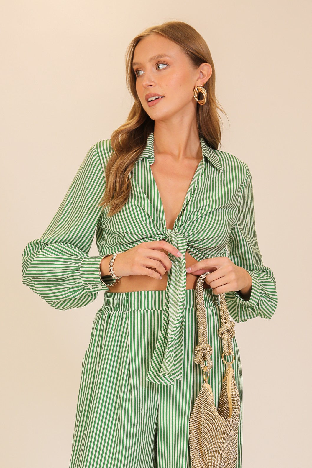 Capri Striped Tie-front Top