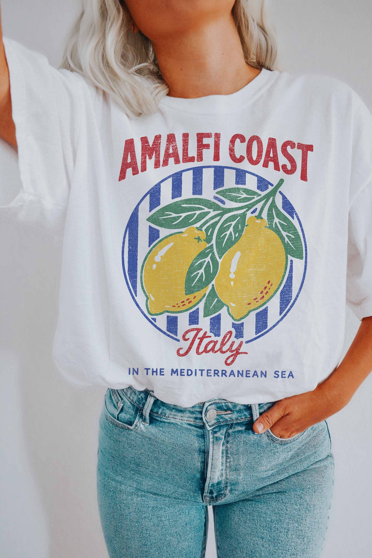 Amalfi Coast Italy Oversized Graphic Tee