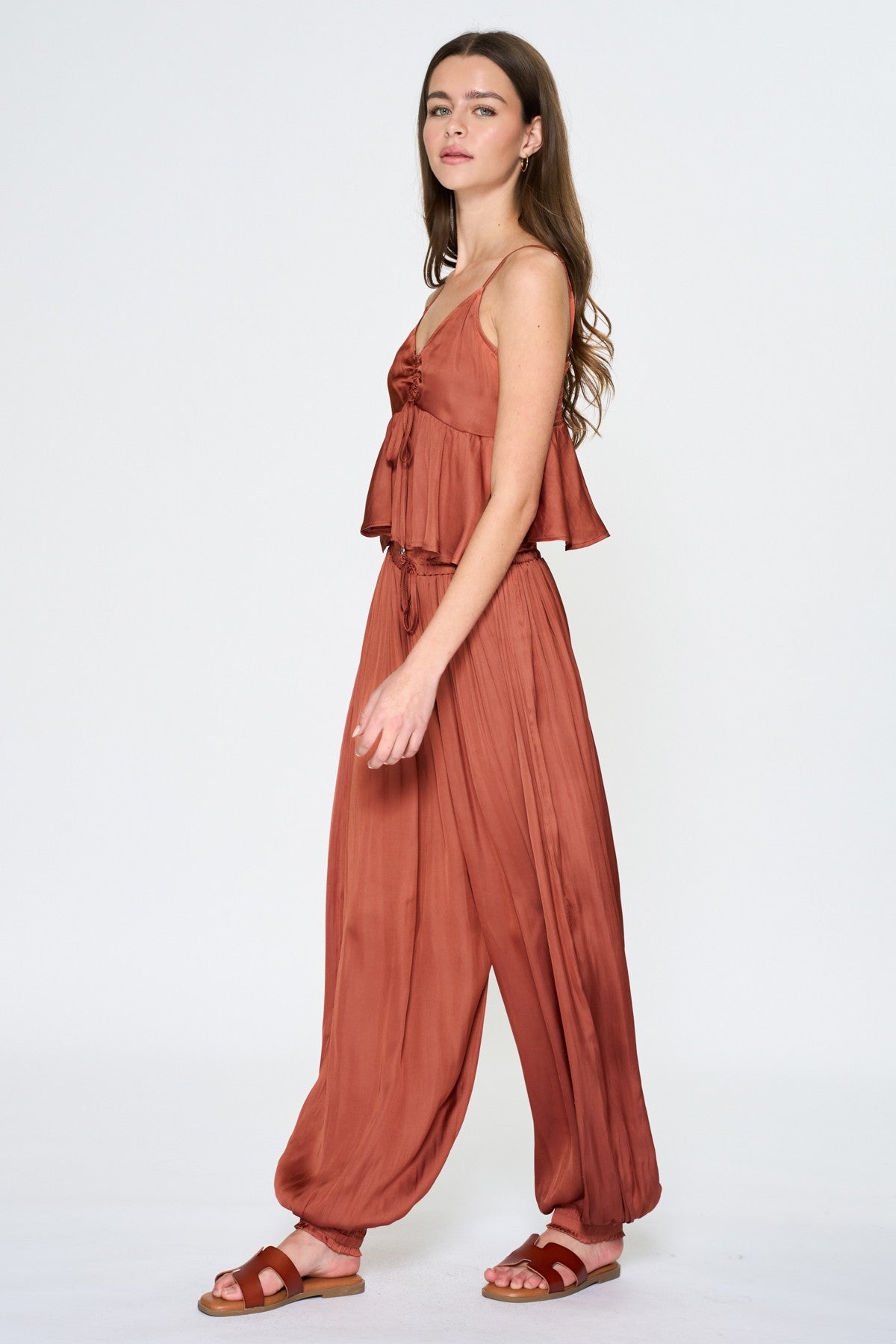 Ruched Cami Wide-leg Balloon Pants Set