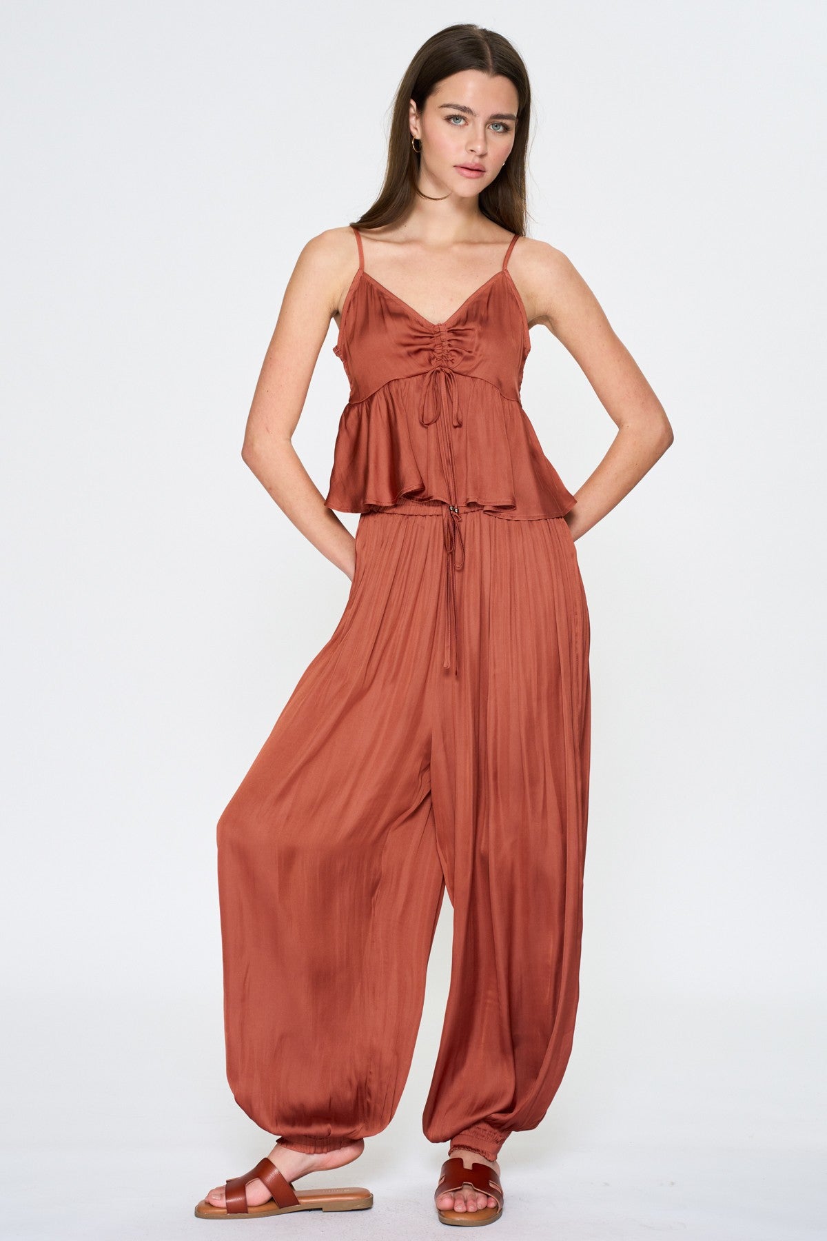 Ruched Cami Wide-leg Balloon Pants Set
