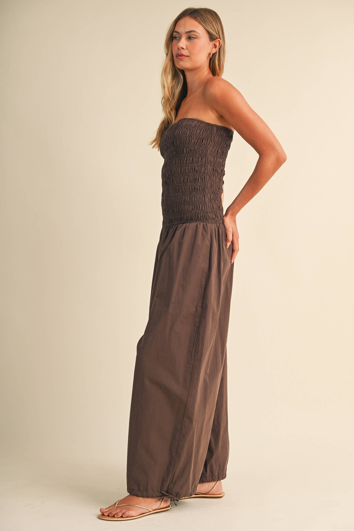 IJP3454 TUBE TOP EDGE BALLOON FIT JUMPSUIT/UNLINED