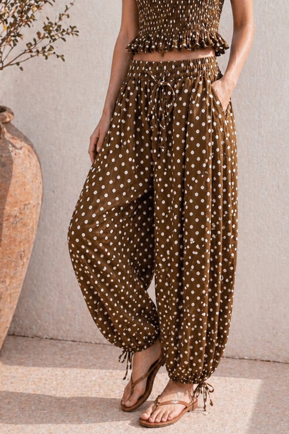 POLKA DOT BALLOON WIDE LEG PANTS