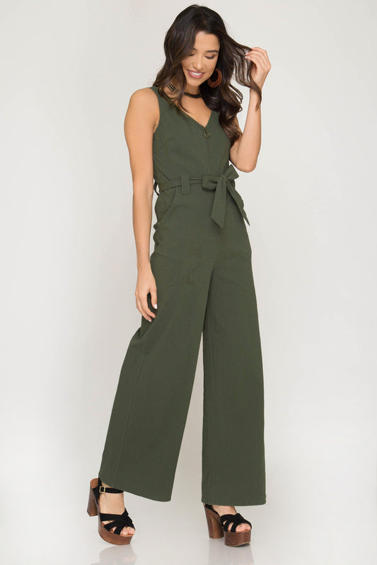 80'S OLIVE JUMPSUIT