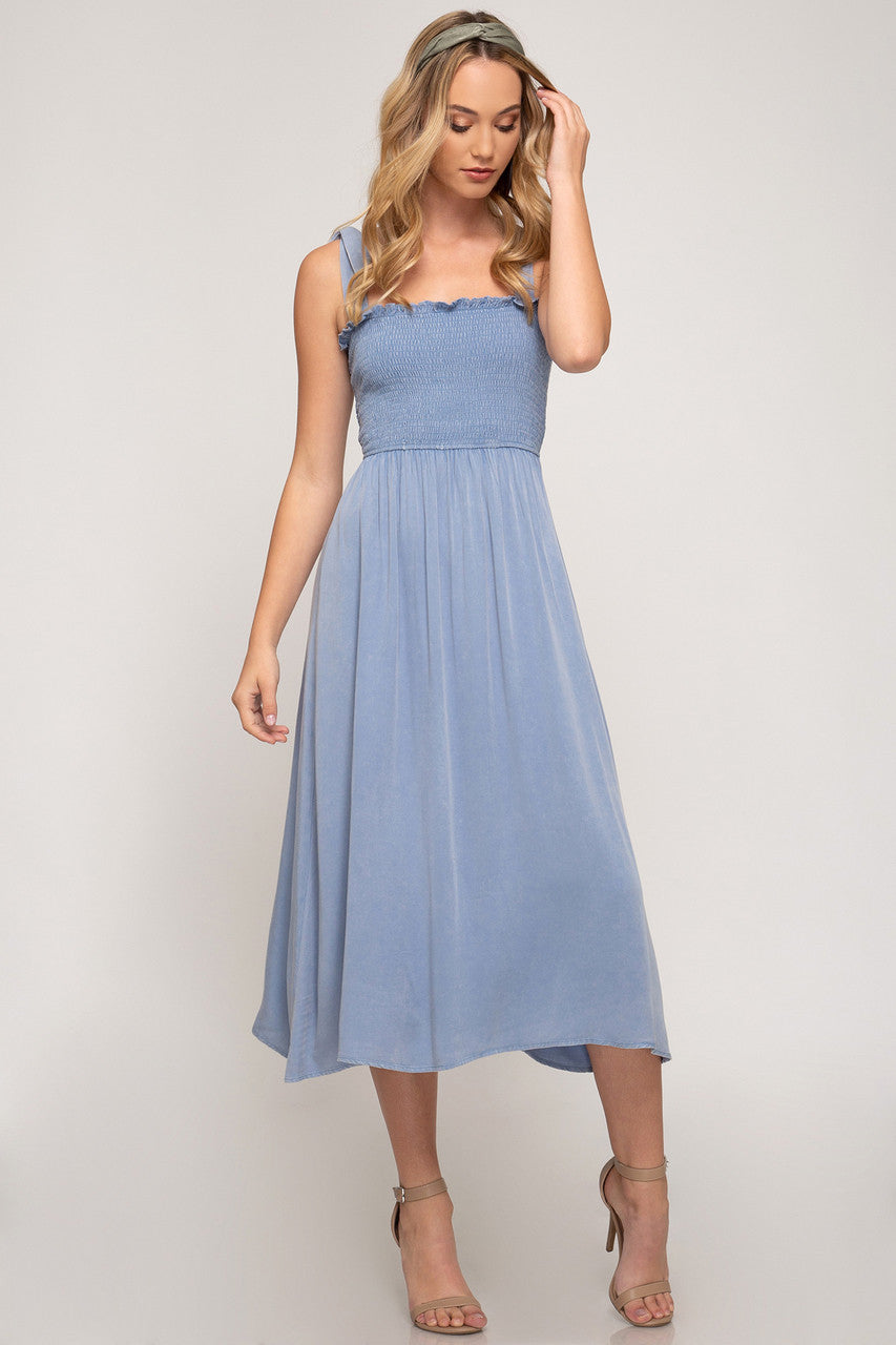 BLUE MIDI DRESS