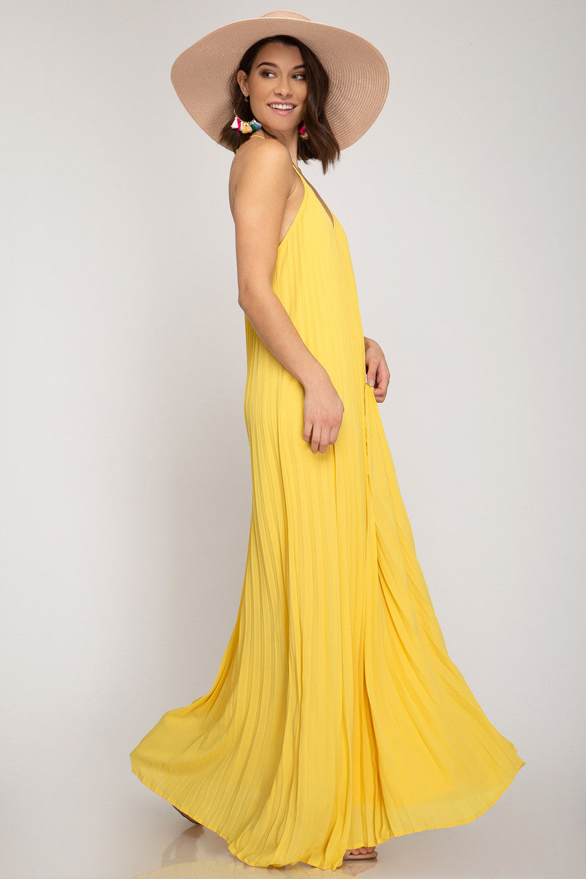 SANTORINI PLEAT MAXI DRESS