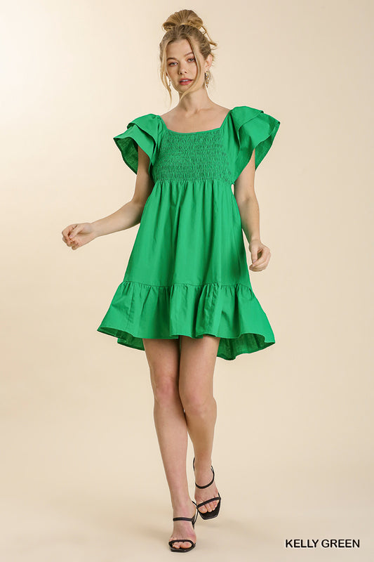 APRIL SMOCK TOP MINI DRESS
