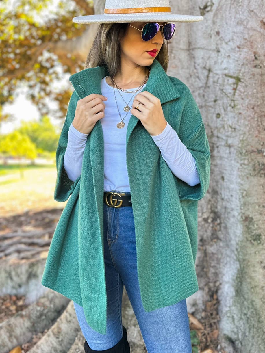 Solid Knitted Cardigan with Neck Button