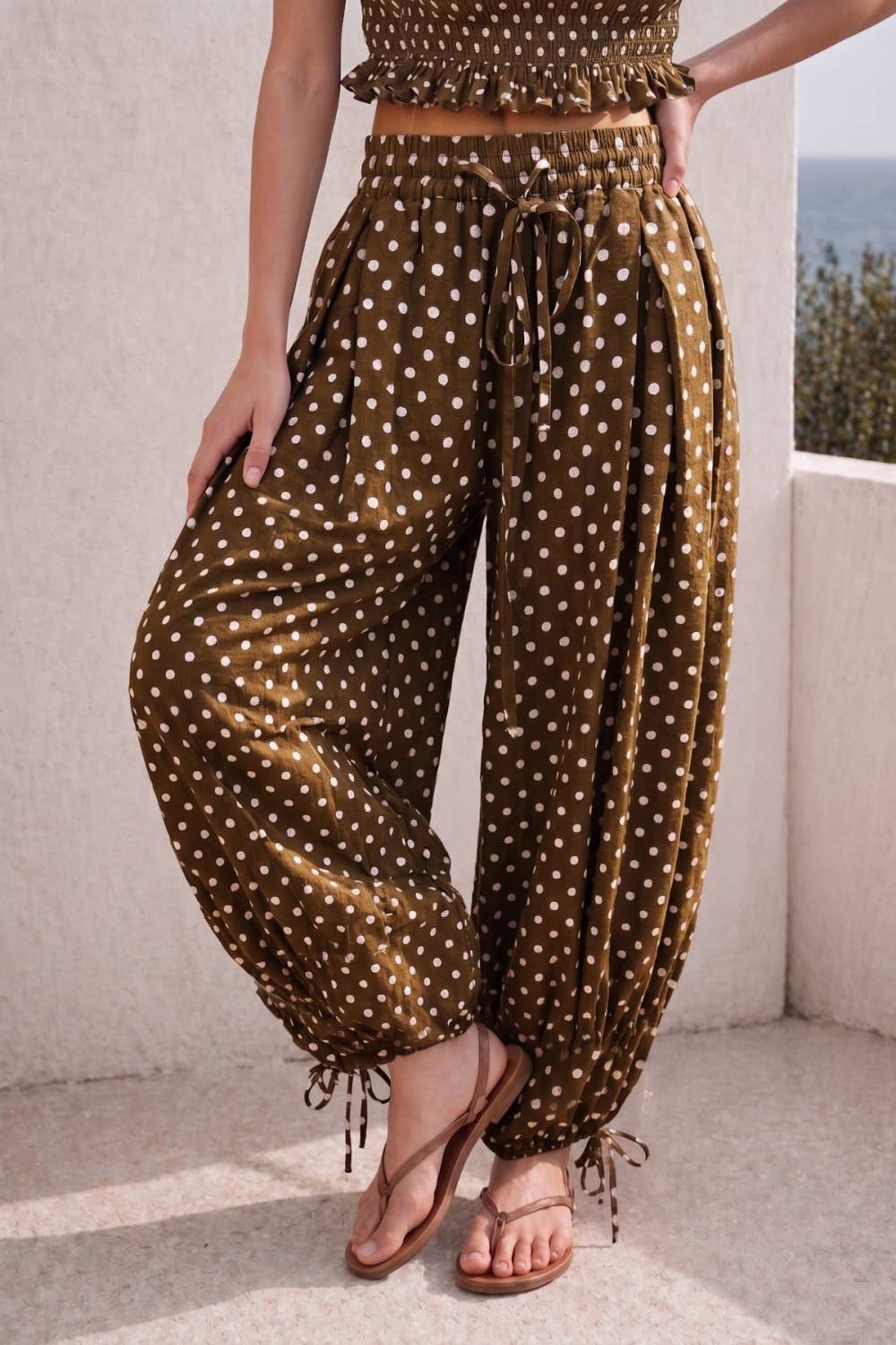 POLKA DOT BALLOON WIDE LEG PANTS