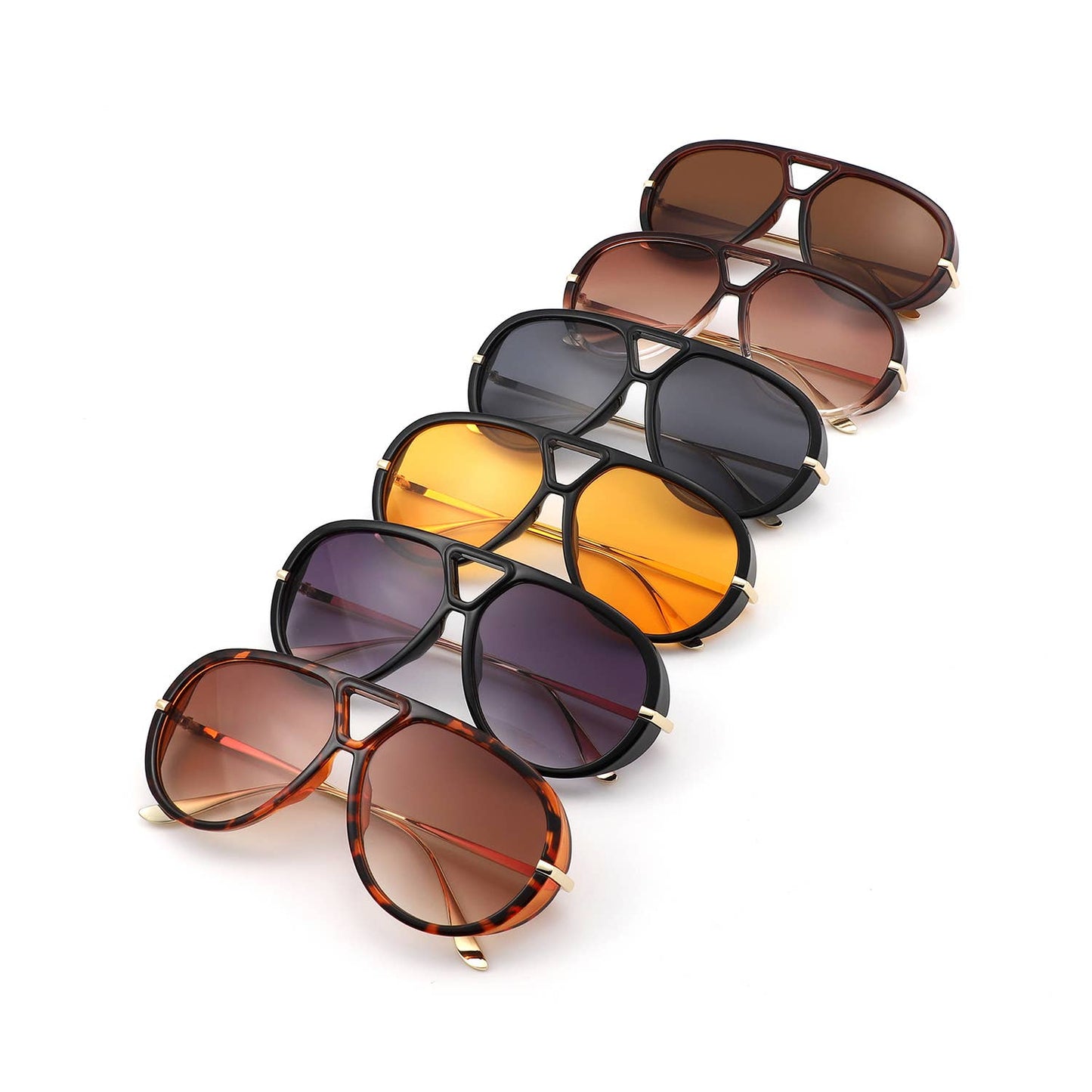 Retro Double Bridge Bold Fashion Aviator Sunglasses