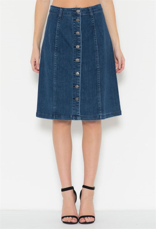 DENIM KNEE LENGHT A-LINE SKIRT