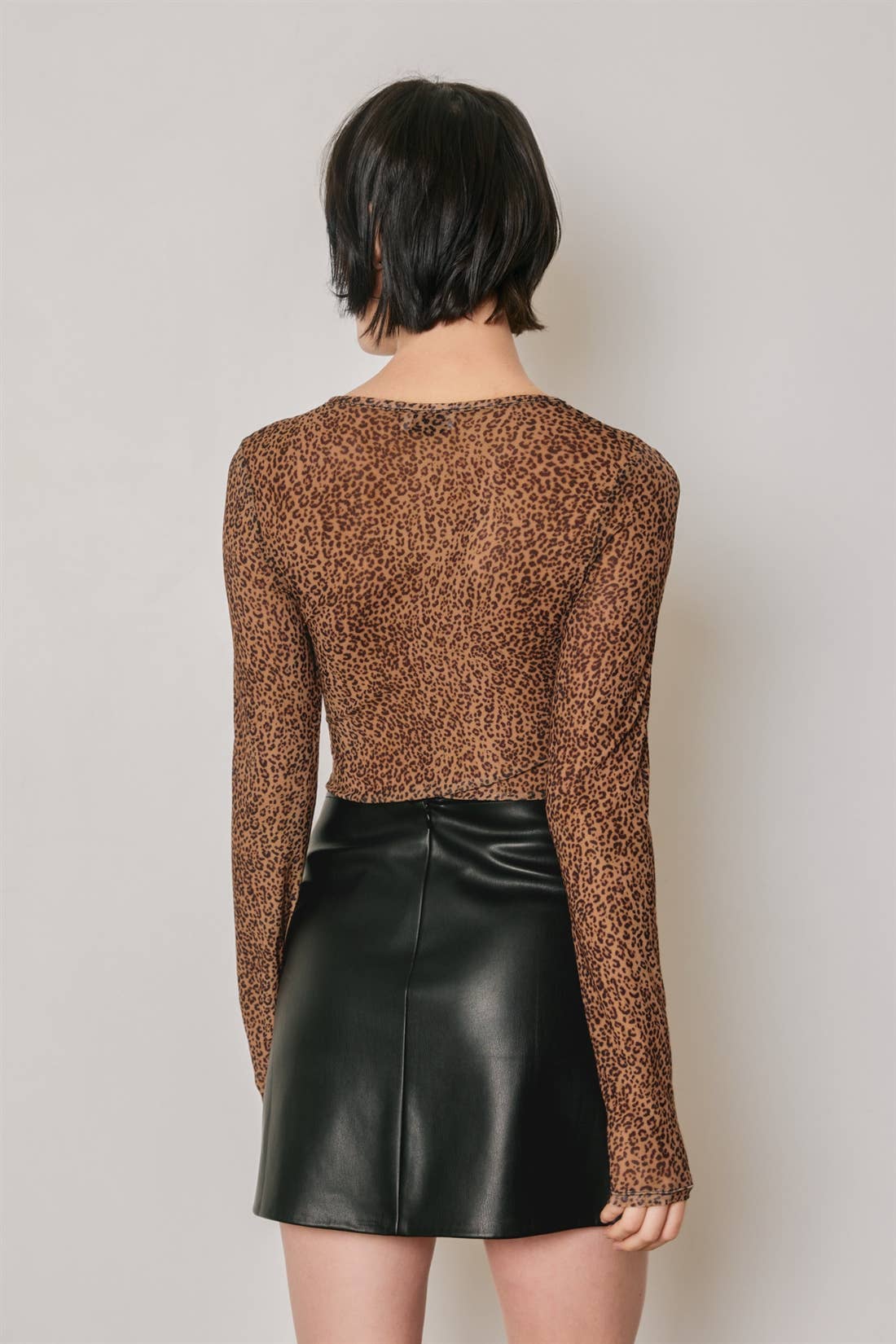 Leopard Mesh Long Sleeve Bodysuit