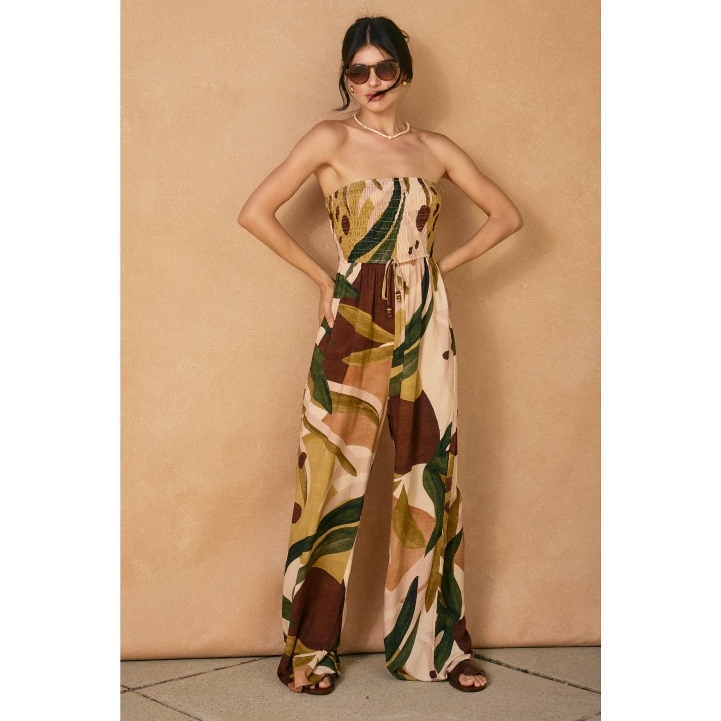 Coconut Grove Smocked Strapless Jumpsuit