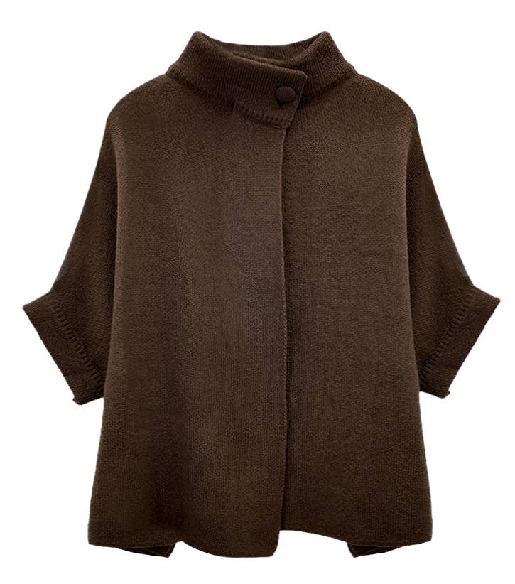 Solid Knitted Cardigan with Neck Button