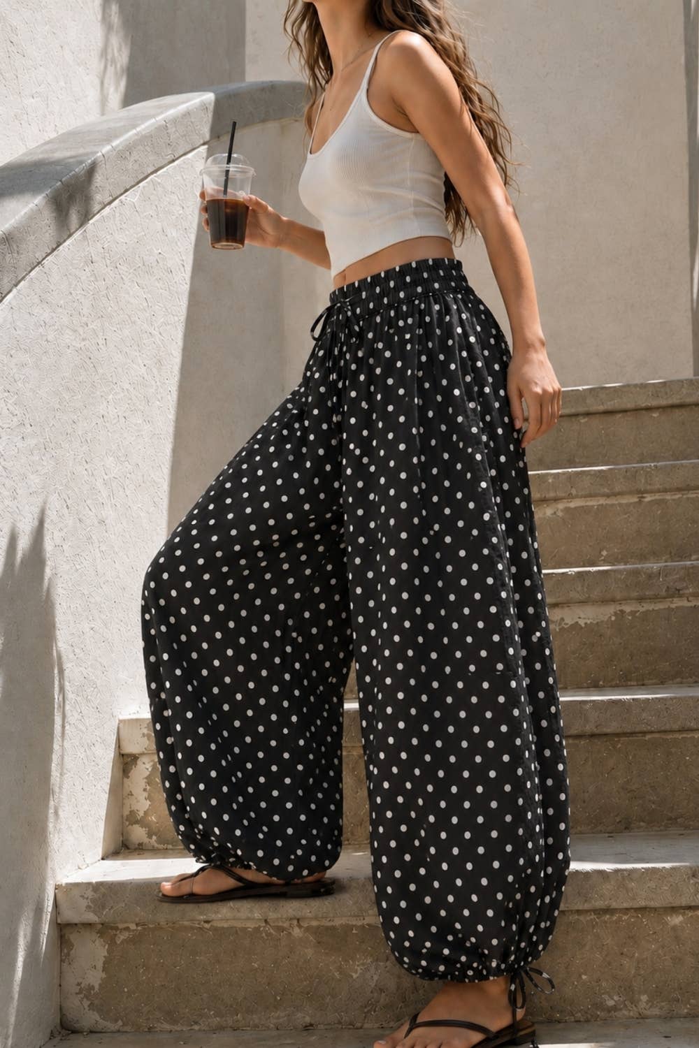 POLKA DOT BALLOON WIDE LEG PANTS