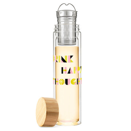 Drink Happy Glass Travel Infuser Mug by Pinky Up