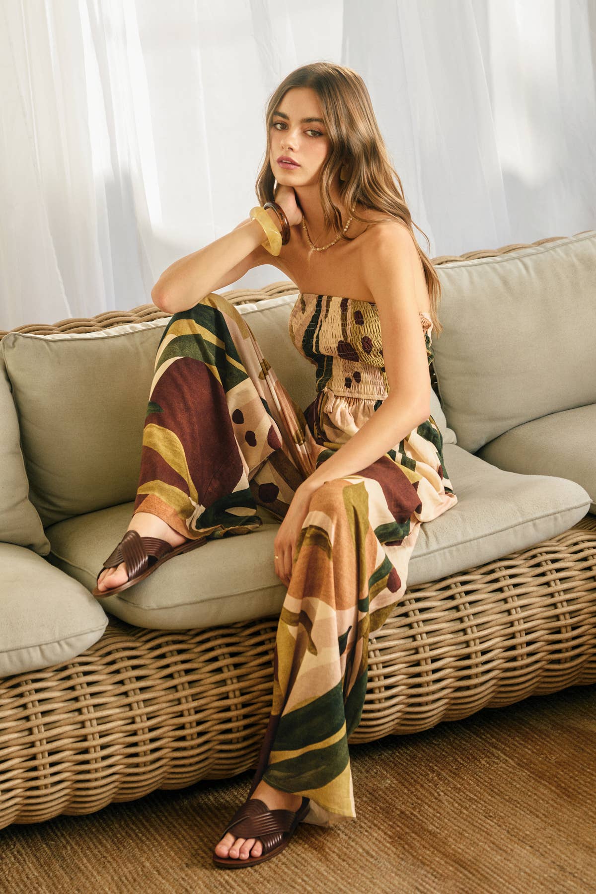 Coconut Grove Smocked Strapless Jumpsuit