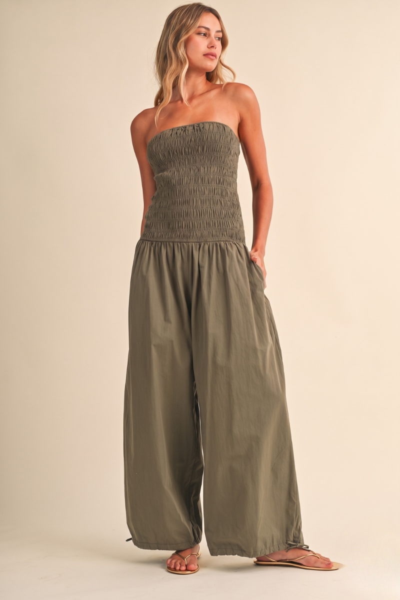 IJP3454 TUBE TOP EDGE BALLOON FIT JUMPSUIT/UNLINED