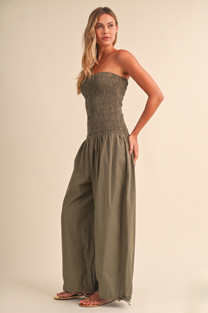 IJP3454 TUBE TOP EDGE BALLOON FIT JUMPSUIT/UNLINED