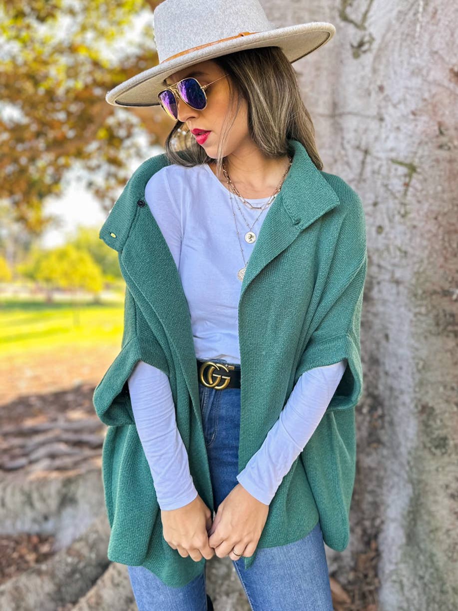 Solid Knitted Cardigan with Neck Button