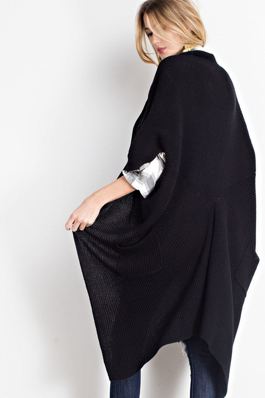 COZY POCKET KNIT LONG SLEEVE OPEN FRONT CARDIGAN