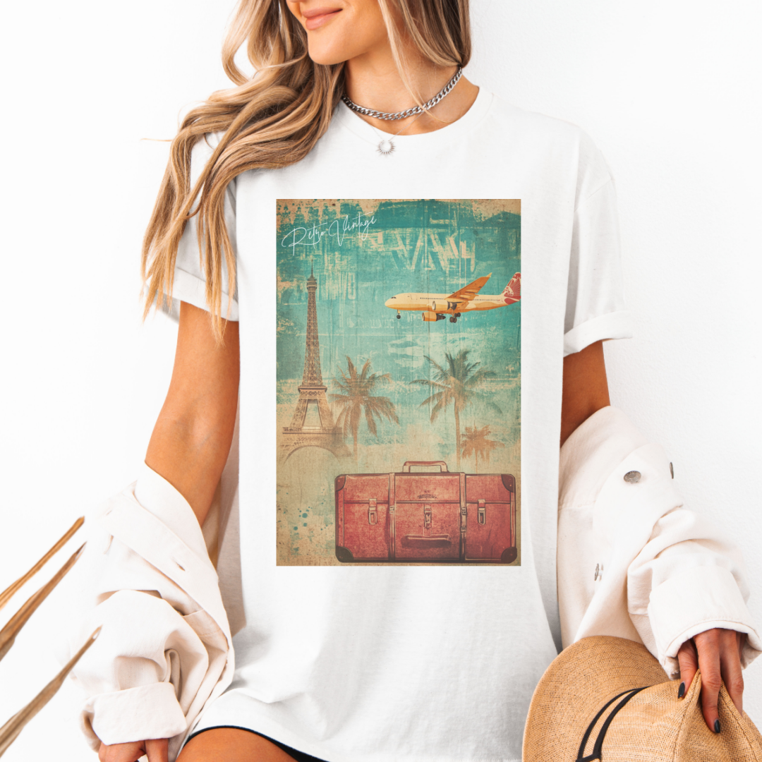 Retro Vintage Paris/Travel Graphic Tee #90433