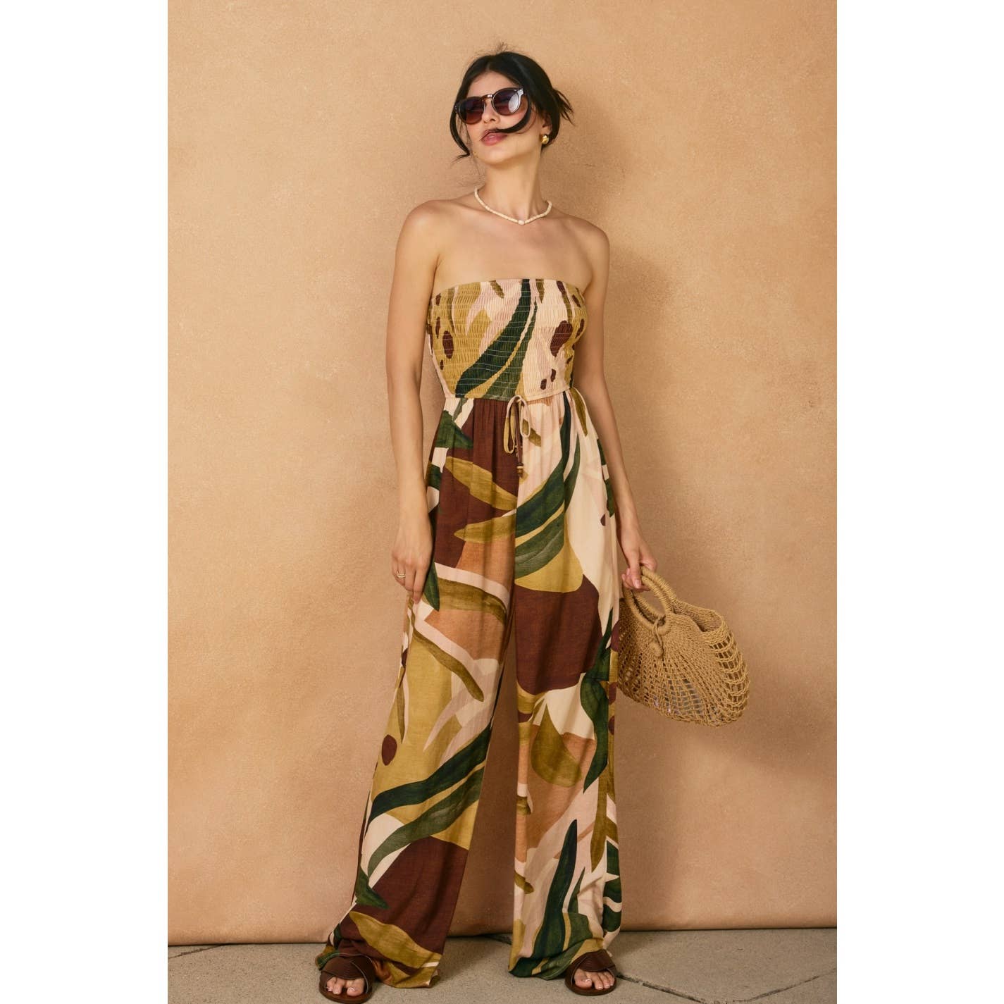 Coconut Grove Smocked Strapless Jumpsuit