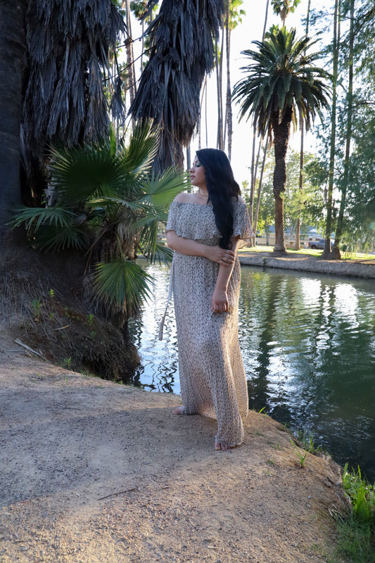 DELIGHTFUL PRINT OFF SHOULD MAXI