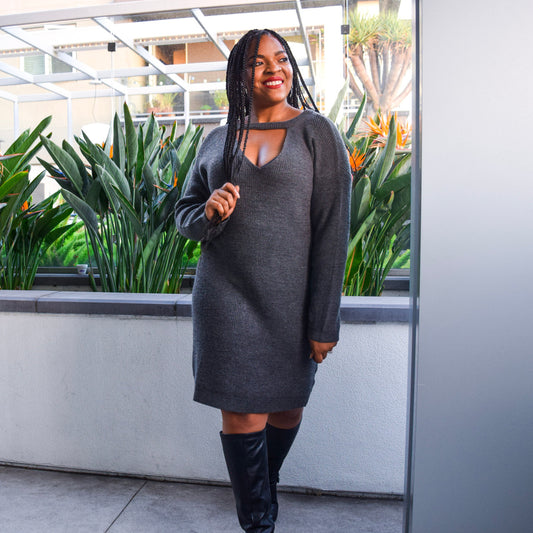 SUZETTE SWEATER DRESS CHARCOAL